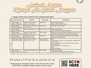 Jadwal Kajian Masjid Al-Hakim Nanggalo Padang - 29 Mei s.d. 04 Juni 2023 / 09 s.d. 15 Dzul Qo'dah 1444 H
