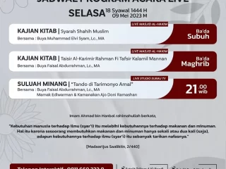 Program Live Surau TV, Selasa 09 Mei 2023
