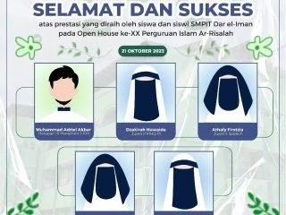 Selamat dan Sukses Atas Prestasi yang diraih oleh Siswa dan Siswi SMPIT Dar el-Iman di Open House ke-XX Perguruan Islam Ar-Risalah