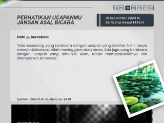 Kutipan Harian, Edisi: Selasa, 06 Rabi'ul Awwal 1446 H / 10 September 2024 M
