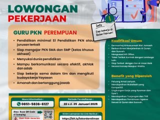Lowongan Kerja Yayasan Dar el-Iman - Guru PPKN (Perempuan) : Periode Pendaftaran 22 s.d. 25 Januari 2025