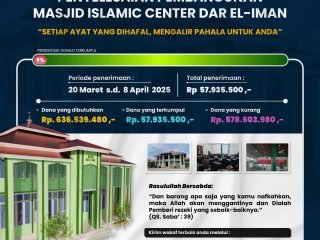 Update Donasi Penyelesaian Masjid Islamic Center Dar el-Iman - 08 April 2025