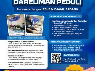 Donor Darah Dareliman Peduli Bersama dengan RSUP M. Djamil Padang