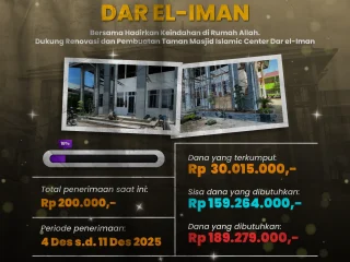 Update Donasi Penyelesaian Masjid Islamic Center Dar el-Iman - 12 Desember 2025